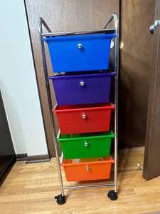 lot 311 image: Multi-Color Rolling Storage Cart with 5 Drawers