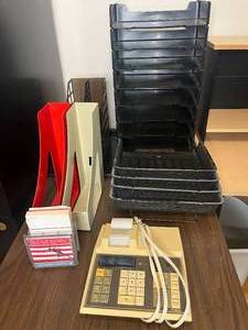 lot 319 image: Lot of Office Supplies with Desk Organizers and Calculator