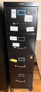lot 324 image: Lot of Two Four-Drawer Black Filing Cabinets