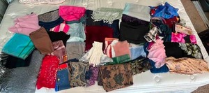 lot 342 image: Assorted Lot of Scarves, Shawls, and Bandanas