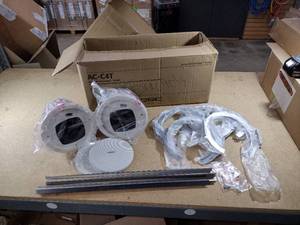 lot 13 image: (2) QSC Acoustic Coverage QSC AC-C4T, 4 Full-range foregroundbackground ceiling loudspeaker with 70100V transformers