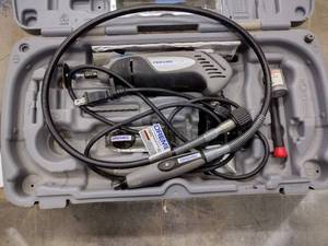 lot 123 image: Dremel 400 kit includes Digital Multi-Tool, the Flex Shaft Attachment, Dremel accessories & carrying case