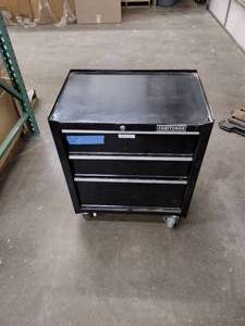 lot 36A image: Craftsman 3-drawer steel rolling Tool Cabinet.  Note Tools not included.