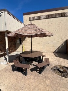 lot 5 image: Composite Wood Construction (never ages) Hexagon-shaped Picnic Table