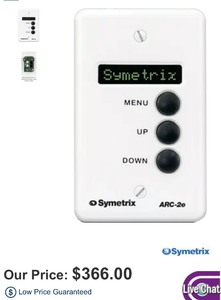 lot 178 image: New in Box Symetrix ARC-2e. Sells for $366. ARC Remote with 3 buttons, 8-character display, single gang