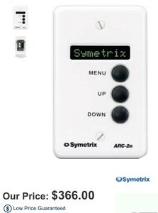 lot 180 image: New in Box Symetrix ARC-2e. Sells for $366. ARC Remote with 3 buttons, 8-character display, single gang