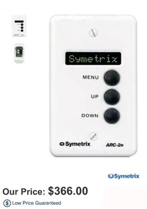 lot 183 image: New in Box Symetrix ARC-2e. Sells for $366. ARC Remote with 3 buttons, 8-character display, single gang