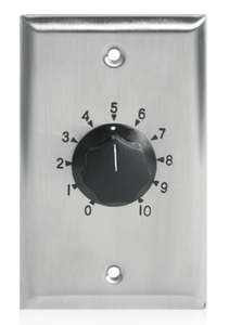 lot 160 image: (5) Atlas Sound Up AT10 Stainless Steel 10W Single Gang 70.7V Commercial Attenuator