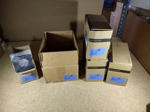 lot 162 image: (1) HSI HuddleCam HD HCM-1C-WH ceiling mount (4) QSC  PTZ-WMB1 Wall Mount Bracket(3) Dahua PFB305W Wall Mount