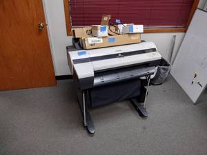 lot 35B image: Canon ImagePrograf iPF605 24-inch printer with a large format stand C1860A Paper rolls. Ink VCA-192