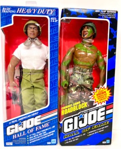 lot 224 image: Vintage HASBRO G.I. JOE - Hall Of Fame Basic Training HEAVY DUTY & Combat Camo ROADBLOCK Action Figures NIB