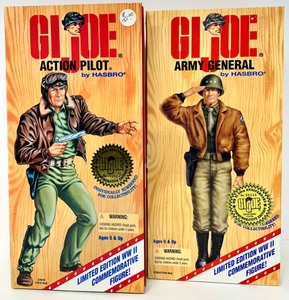 lot 229 image: Vintage HASBRO Limited Edition G.I. Joe Action Pilot & Army General  WWII 50Th Anniversary Commemorative Edition Action Figures