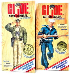 lot 230 image: Vintage HASBRO Limited Edition G.I. Joe Navy Admiral & Action Sailor  WWII 50Th Anniversary Commemorative Edition Action Figures