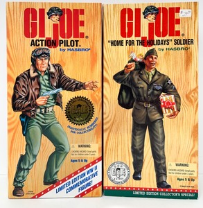 lot 239 image: Vintage HASBRO Limited Edition WWII 50Th Anniversary G.I. Joe Action Pilot Commemorative Action Figure &  Home For The Holidays Soldier Exclusive Class Collectors Edition