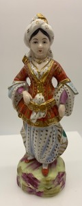 lot 31 image: Vintage MOTTAHEDEH Allegorical Asian Continent Porcelain Woman Figurine