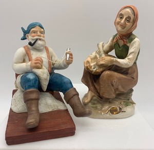 lot 37 image: VINTAGE Pair of Ceramic Fisherman Figurines including NAMCO and ARRANT