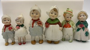 lot 45 image: ANTIQUE GERMAN Bisque Nodder Dolls - 3 Pair