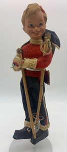 lot 61 image: Vintage MIMI BERG Hand-carved Wooden Skier