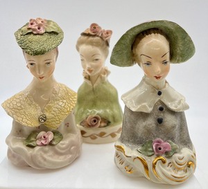 lot 159 image: Vintage CORDEY Female Figurines in Greens - Qty 3