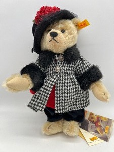 lot 204 image: STEIFF Mohair Jointed Teddy Bear - Germany - 004650 - With Paper Tags - Wearing a Boyds Bears Outfit