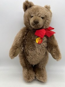 lot 187 image: STEIFF Mohair Jointed Teddy Bear - Germany - 020241 - with Paper Tags - Red Bow
