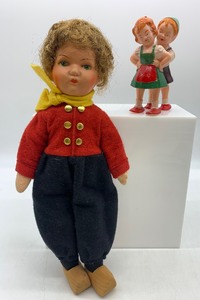 lot 118 image: Antique TONI UND VRONI German RAMPWALKER Toy with VINTAGE Dutch Boy Doll