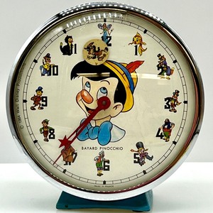 lot 249 image: Vintage 1964 BAYARD PINOCCHIO Wind-Up Clock with Moving JIMINY CRICKET Wind-Up Alarm