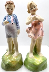 lot 266 image: Vintage ROYAL DOULTON HE LOVES ME & SHE LOVES ME NOT Signed and Numbered Bone China Figurines