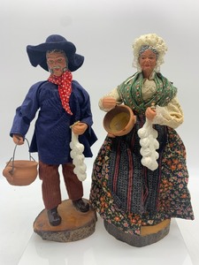 lot 292 image: Vintage SANTON DE PROVENCE Man and Woman Folk Art Dolls