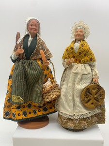 lot 293 image: 2 Vintage SANTON DE PROVENCE Woman Folk Art Dolls