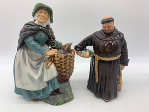 lot 297 image: Pair Vintage ROYAL DOULTON Old Meg and The Jovial Monk Figurines