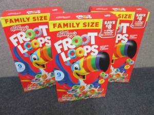 3- 18.4 oz Kelloggs Fruit Loops...