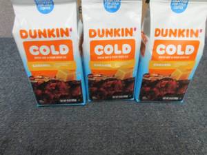 3- 10 oz Dunkin Cold Caramel Brew...