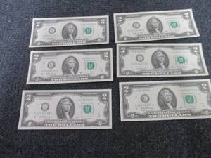 6 Sequential, Uncirculated $2 Bills...