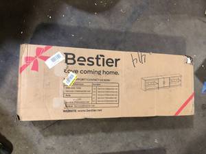 80 in. Light Grey TV Stand Fits TVs Up to 85 in. with Cabinet and Adjustable Glass Shelves Customer Returns See Pictures