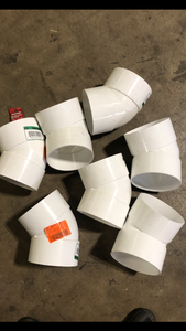 Lot of NDS PVC S&D 45° Elbow, 6 in. Hub X Hub Customer Returns See Pictures