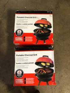 Lot of  14 in. Portable Charcoal Grill in Red    Customer Returns See Pictures