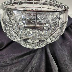 lot 117 image: Lovely Vintage Cut Crystal Glass Flower Rose Bowl Table Centerpiece Flower Arranging Bowl