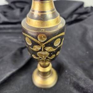 lot 125 image: Brass Etched Bud Vase 7 14 Tall