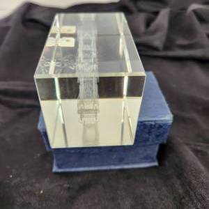 lot 145 image: Crystal Clear Collectable Laser Art Steam Engine Train Locomotive 3 x 2