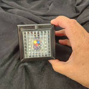 lot 169 image: Beautiful Glass Fish Paperweight And LED Light Pedestal Red Blue Yellow