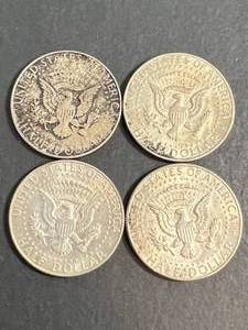 4 US 40% SILVER KENNEDY HALF DOLLARS