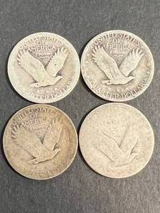 4 US STANDING LIBERTY QUARTERS