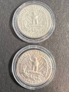 2 US WASHINGTON QUARTERS IN AIRTITES 1963 1964