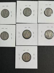 7 US MERCURY DIMES 1916-1920D