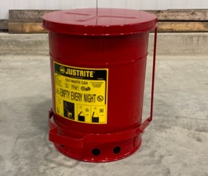 lot 208 image: Justrite Oil Rag Can, 6 gallon (new)