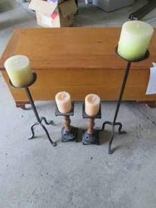 lot 37 image: 4pc assorted height Oil Rubbed Bron...