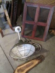 lot 89 image: Vintage Metal framed hanging light ...