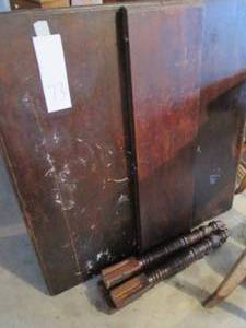 lot 73 image: Antique hardwood dining table with ...