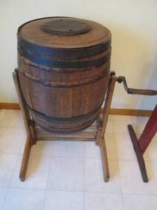lot 2 image: Antique Wooden Whiskey Barrel hand ...